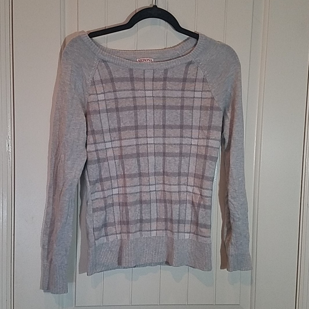 Plaid front sweater